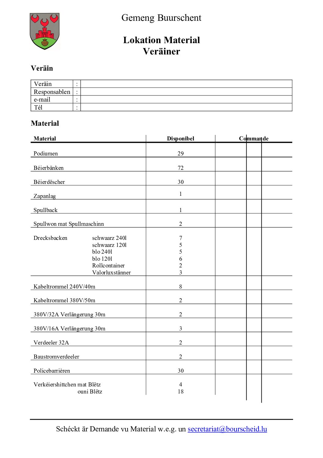 Location de matériel - associations