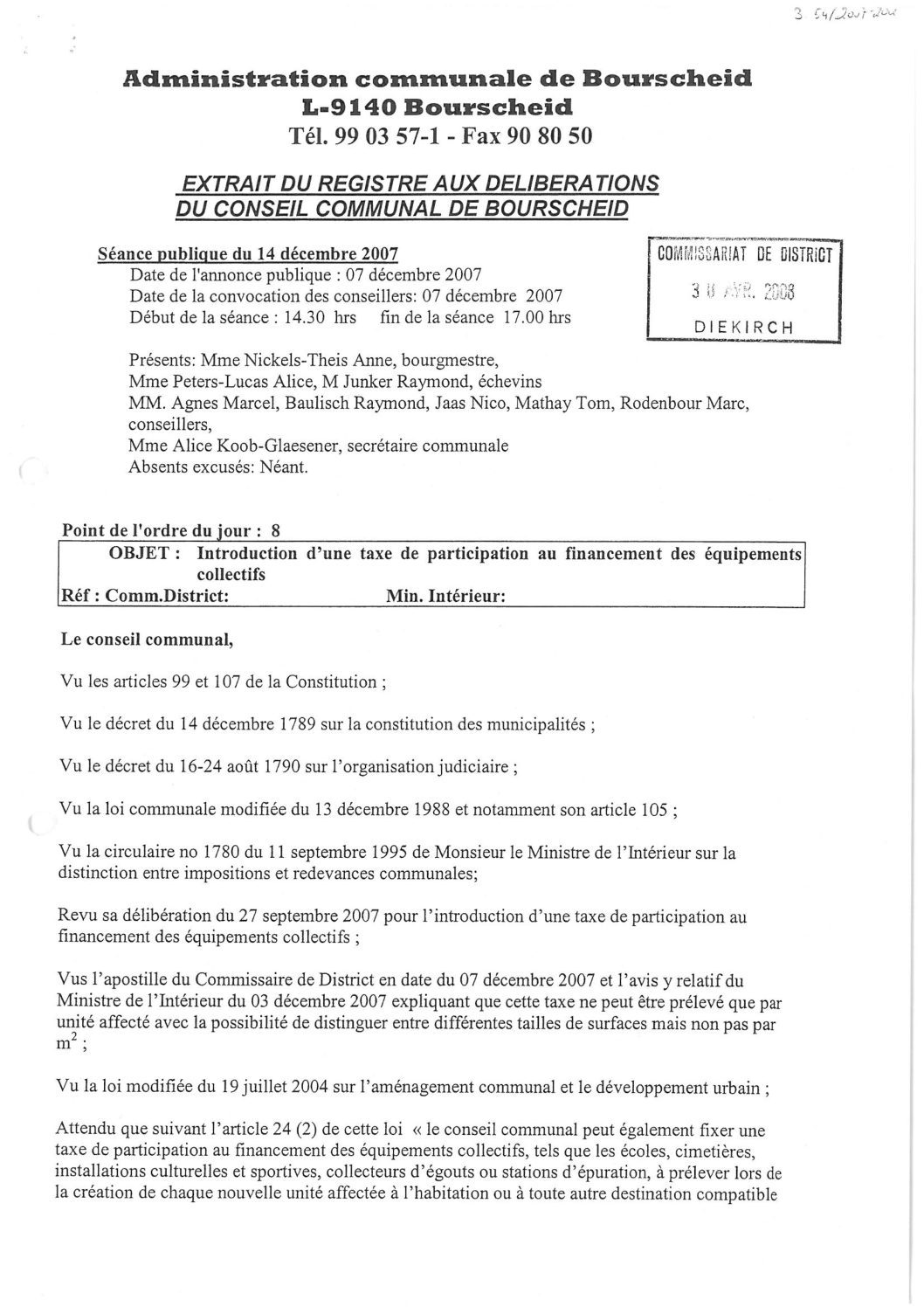 Taxe équipements collectifs 2007