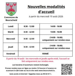 Changement des modalités d'acceuil