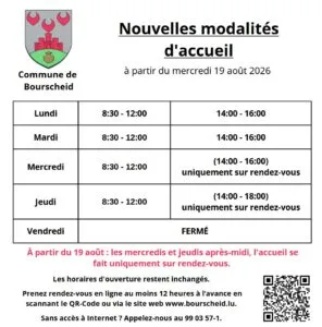 Changement des modalités d'acceuil