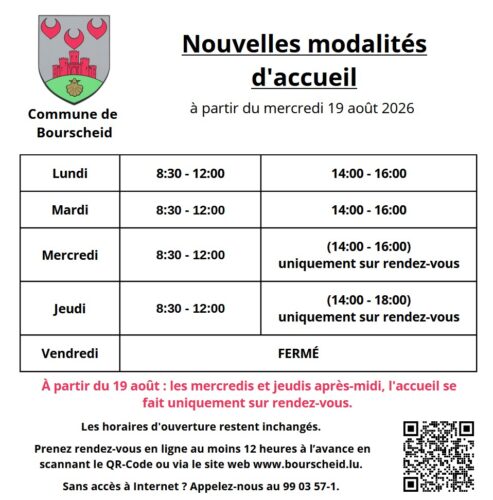 Changement des modalités d'acceuil